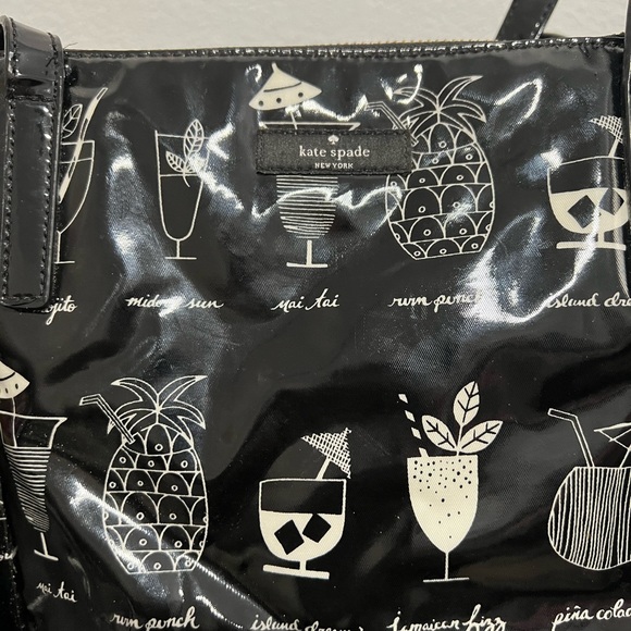 Kate Spade Black Cocktail Print Large Tote Bag - Picture 4 of 7